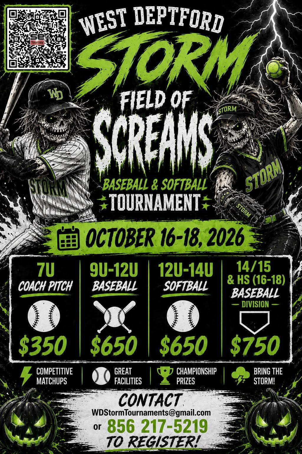 West Deptford Storm Field of Screams Baseball & Softball Tournament
