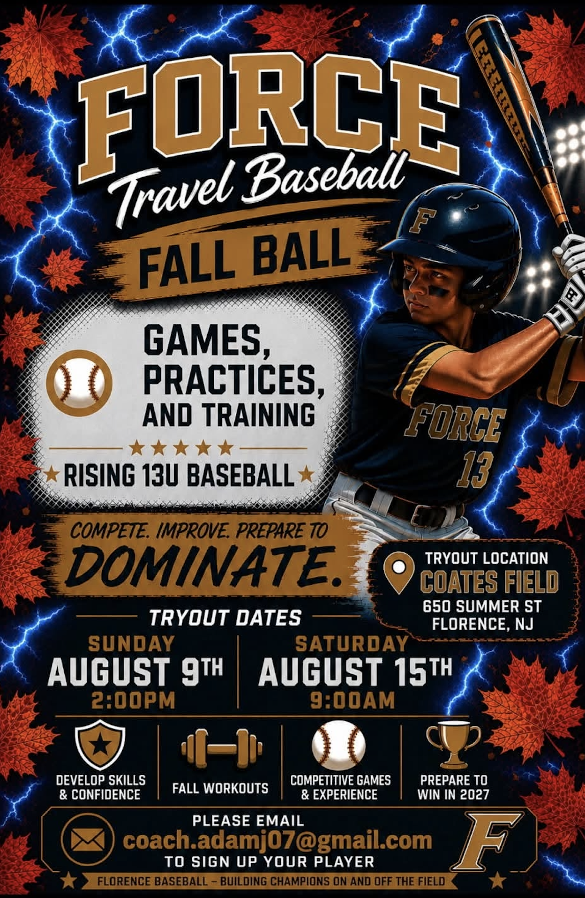Force Travel Baseball Fall Ball Tryouts