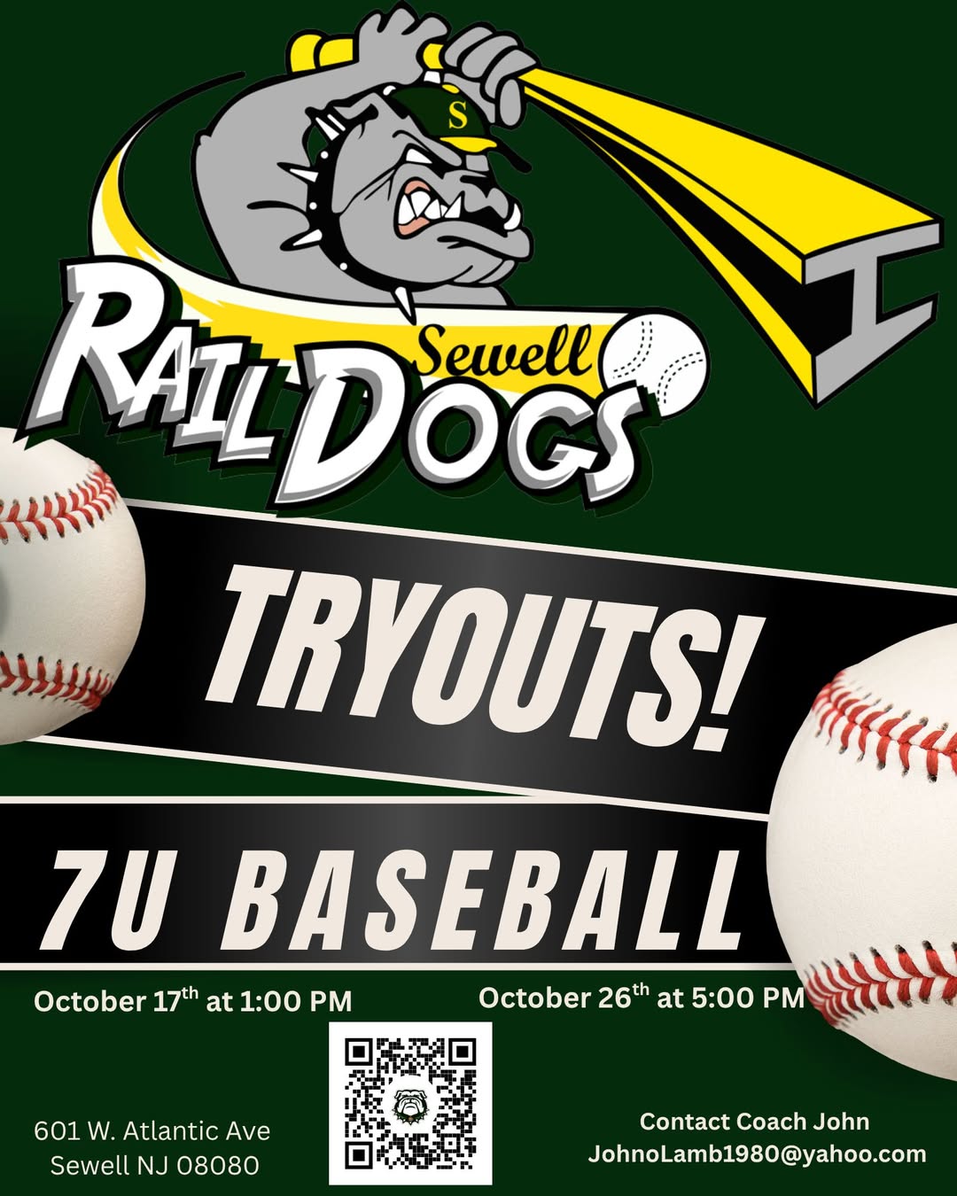 Sewell Rail Dogs 7U Baseball Tryouts