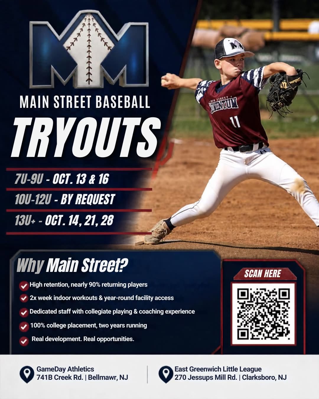 Main Street Baseball Tryouts