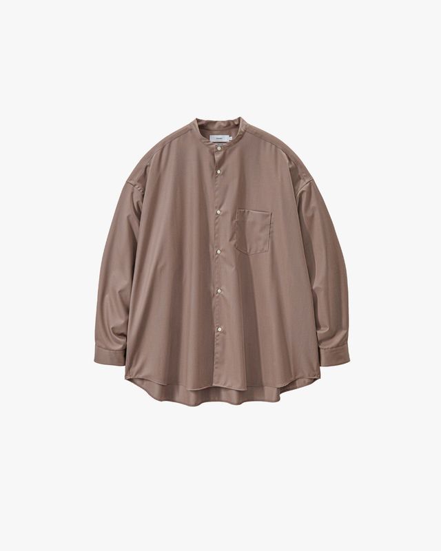 Extra Fine Wool L/S Oversized Band Collar Shirt