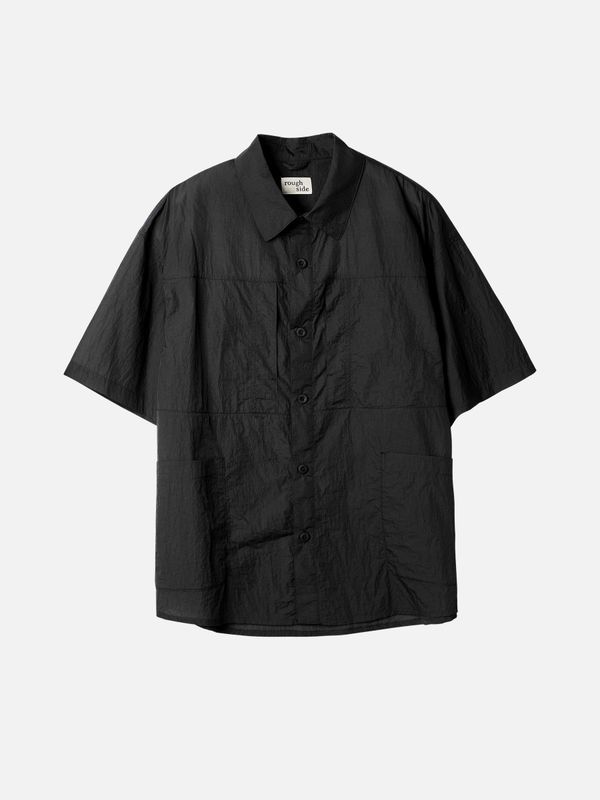 25SS Layered Half Shirt Jacket Black - Rough Side
