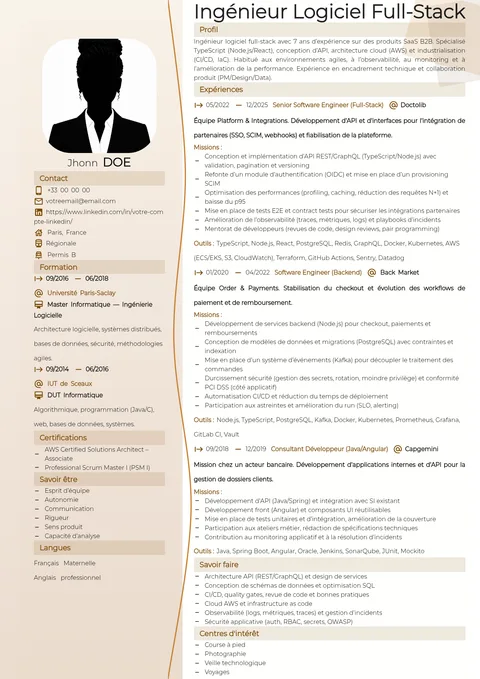 Modèle de CV Prototype 8