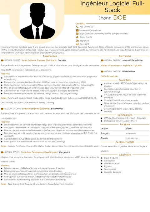 Modèle de CV Original Gold
