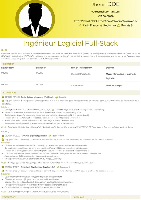 Modèle de CV Gold pic header main