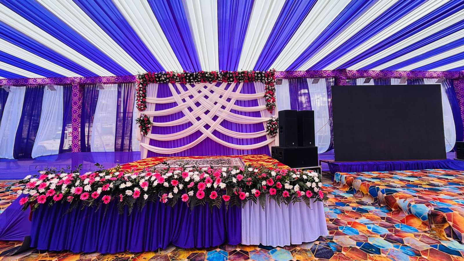 Beautiful wedding ceremony setup with elegant decorations