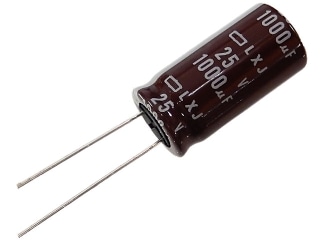 電解コンデンサー 1000μF 25V 105℃ (日本ケミコンLXJシリーズ)
