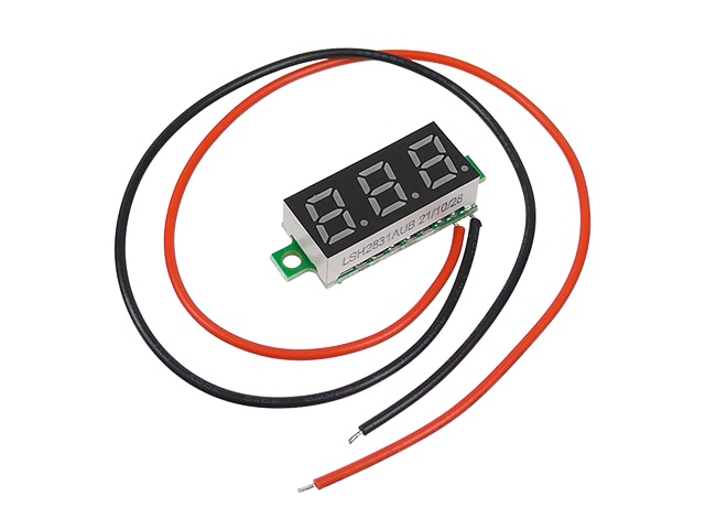 超小型2線式LEDデジタル電圧計 3桁表示 DC4.5~15V 青色 オートレンジ