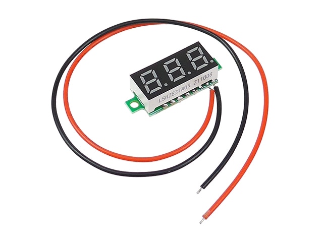 超小型2線式LEDデジタル電圧計 3桁表示 DC4.5~15V 赤色 オートレンジ