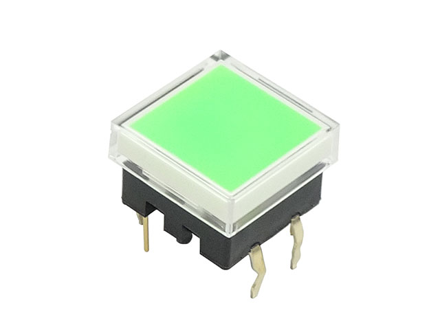 LED付き押しボタンスイッチ 緑色 正方形 ST12-303FCG