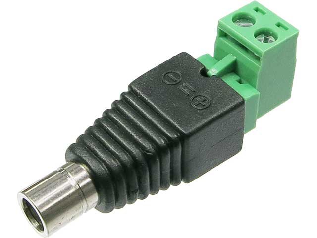 2.1mm標準DCジャック(メタル)⇔スクリュー端子台(着脱可能)