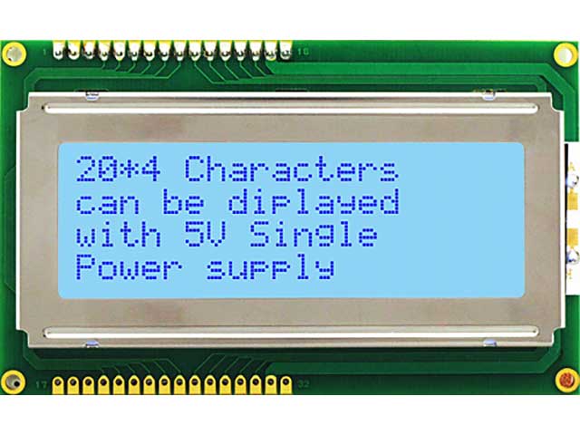 LCDキャラクターディスプレイモジュール 20×4行 白色バックライト