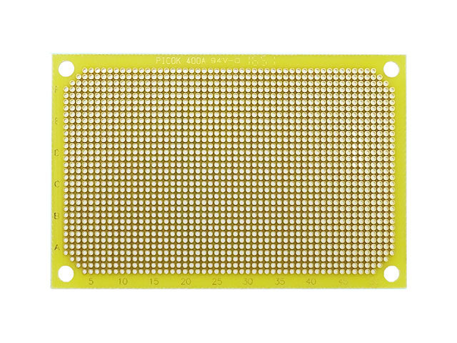 両面スルーホール ガラスユニバーサル基板 金フラッシュCタイプ 1.27mmピッチ (72x48mm)