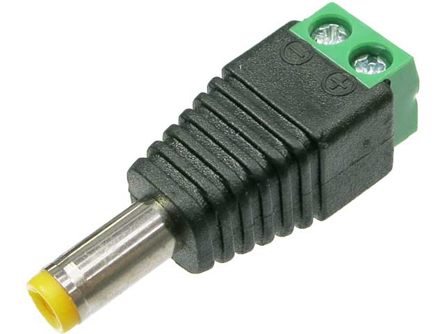 2.1mm標準DCプラグ(黄色・フォークタイプ)⇔スクリュー端子台