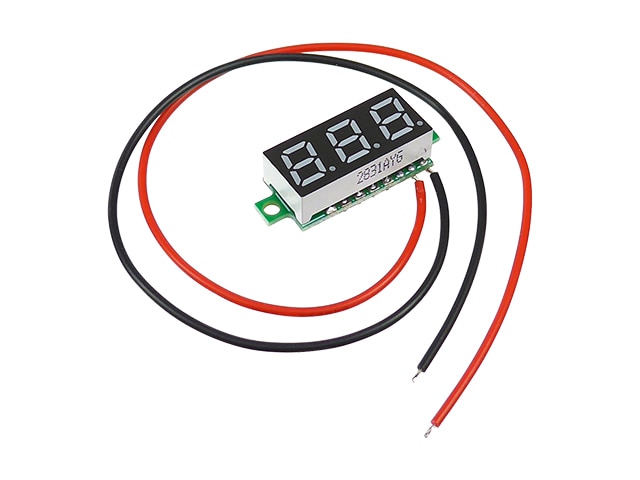 超小型2線式LEDデジタル電圧計 3桁表示 DC4.5~15V 緑色 オートレンジ