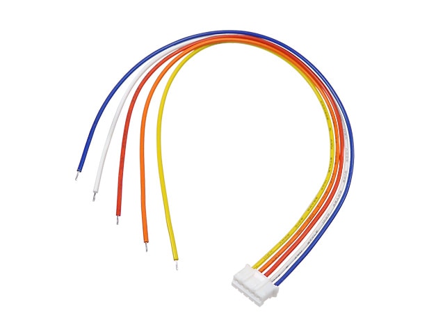 5P コネクター付きケーブル（青白赤橙黄）