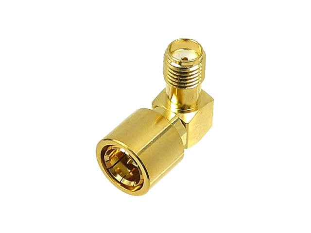 中継コネクター SMA-P(ワンタッチ式)⇔SMA-J 金 ライトアングル