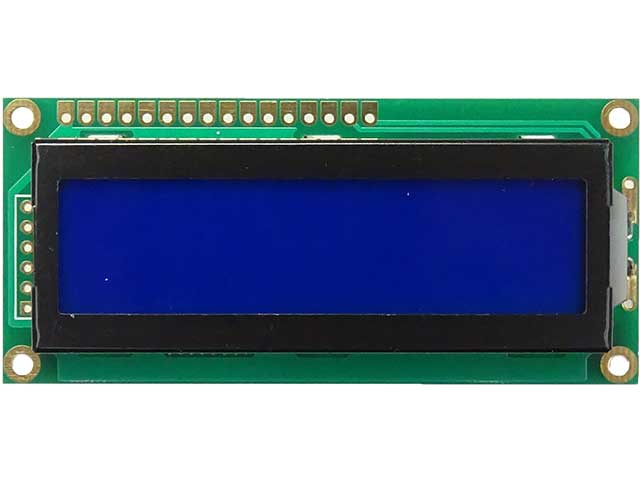 白色抜き文字表示 LCDモジュール 16x2行 白色バックライト付 (電流制限抵抗実装済)