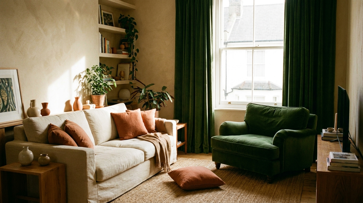 The 60-30-10 rule: a neutral dominant, a secondary, a bright accent.