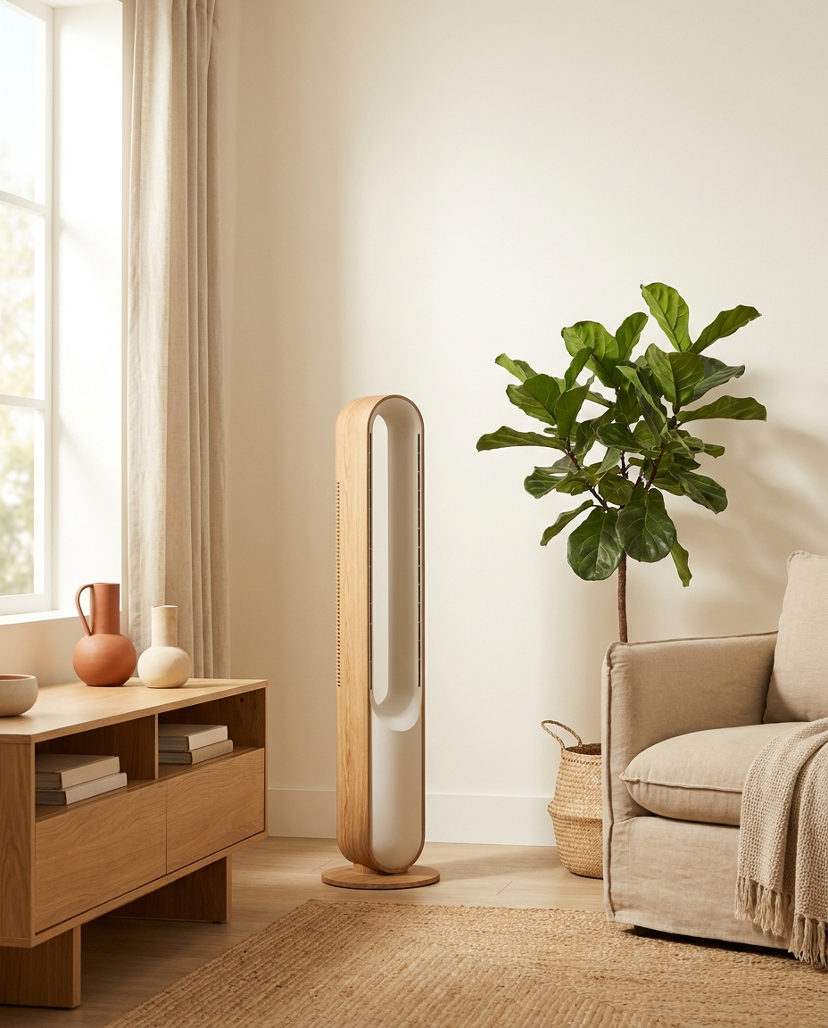 Une colonne au design soigné se fond dans la pièce au lieu de la casser.