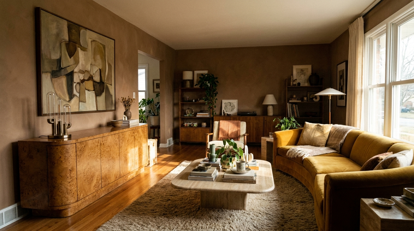 A statement piece and dressed walls tell a story.