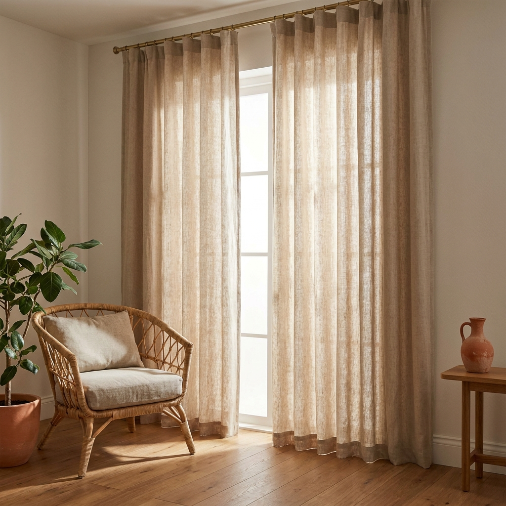 Les rideaux en lin qui habillent une pièce instantanément