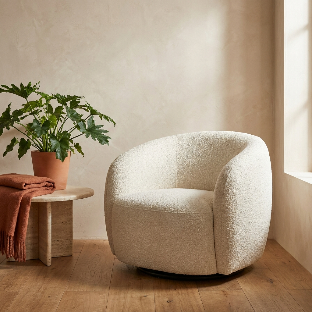 Le fauteuil bouclé qui fait tout de suite chic
