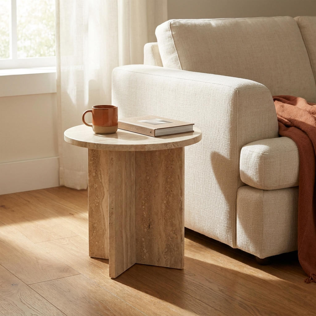 La table d'appoint en travertin qui fait luxe pour pas cher