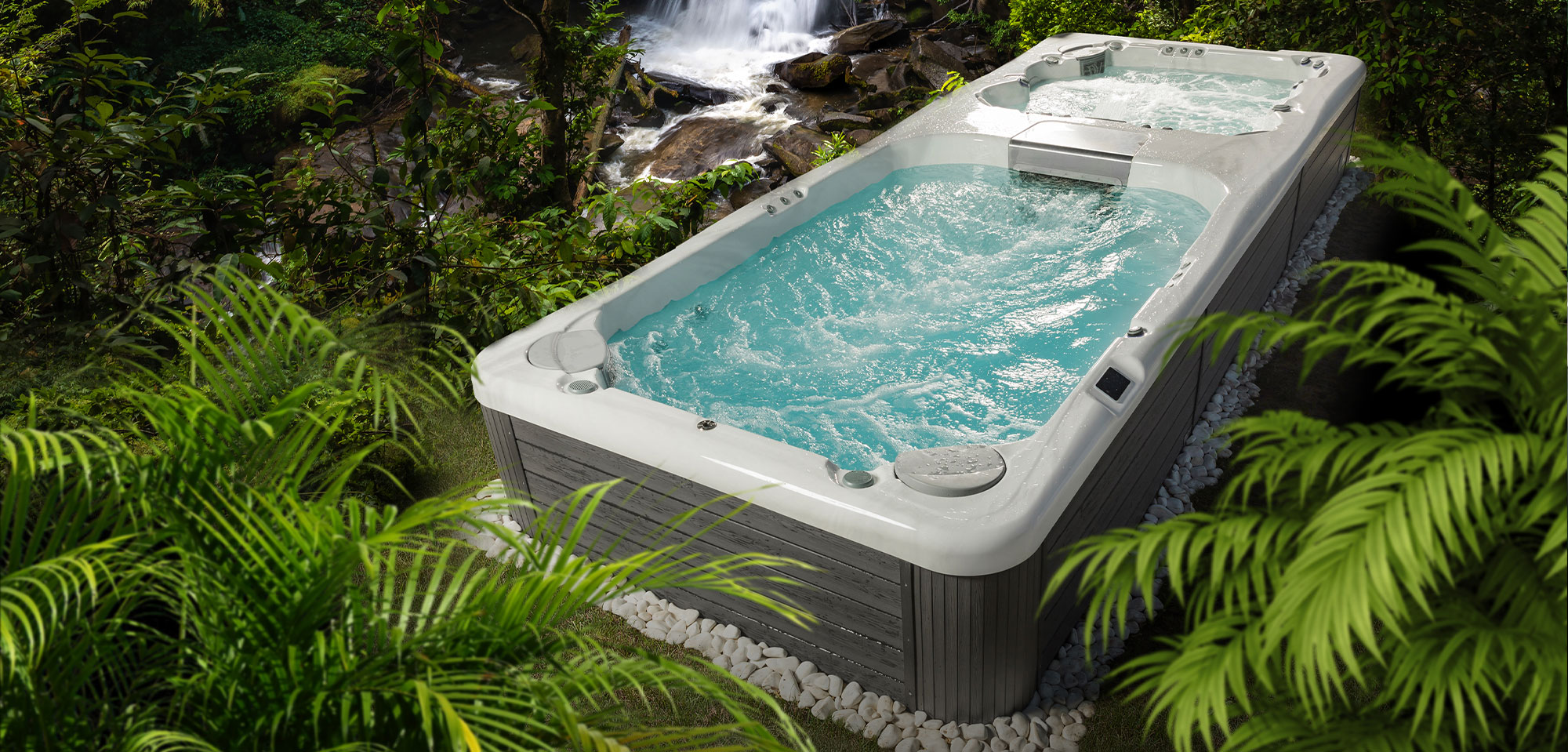 Swim spa para wellness y relax en un entorno natural