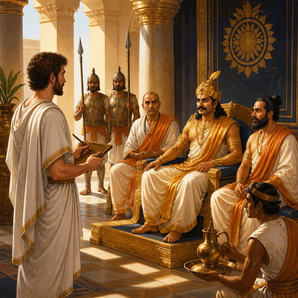 Megasthenes observing the Mauryan royal court
