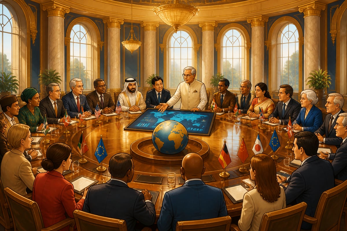 A G20 finance ministers' summit deliberating a global minimum tax