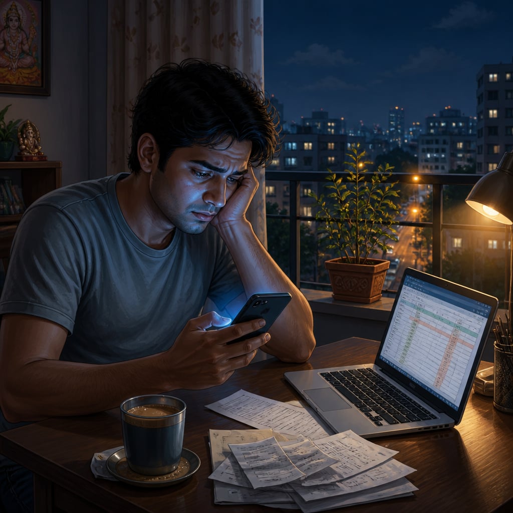 Young professional facing an overdue EMI at 2 AM
