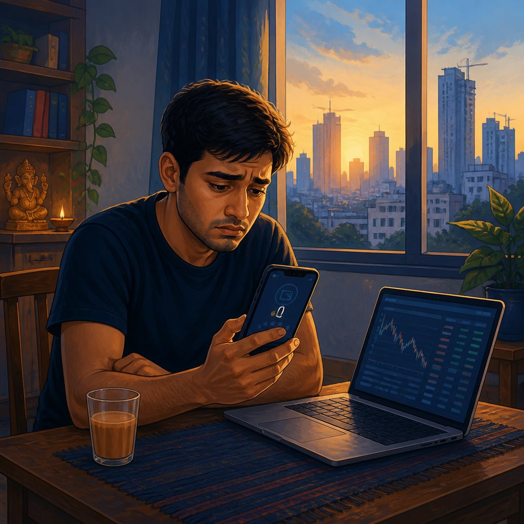 A young investor staring at his emptied cryptocurrency wallet