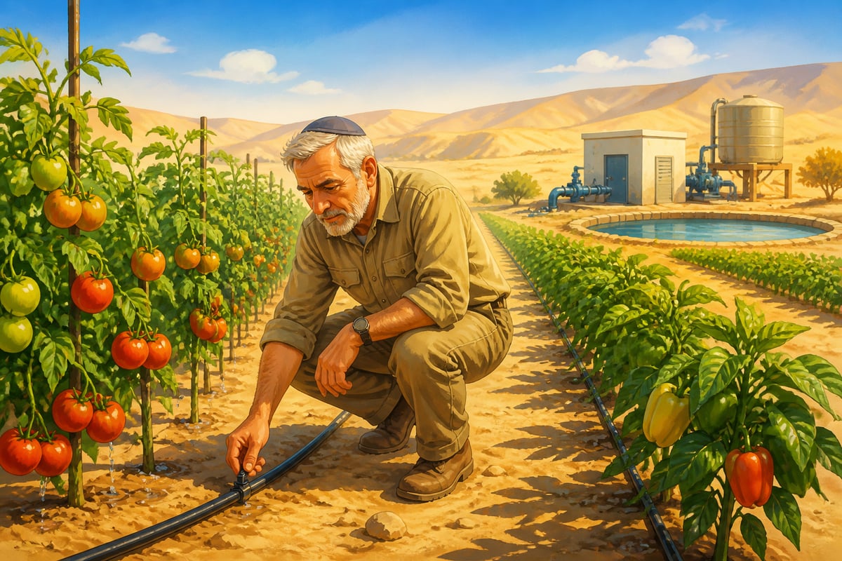 Israeli drip irrigation in a Negev desert farm