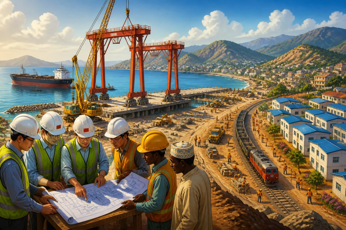 Belt and Road port construction in a foreign coastal region