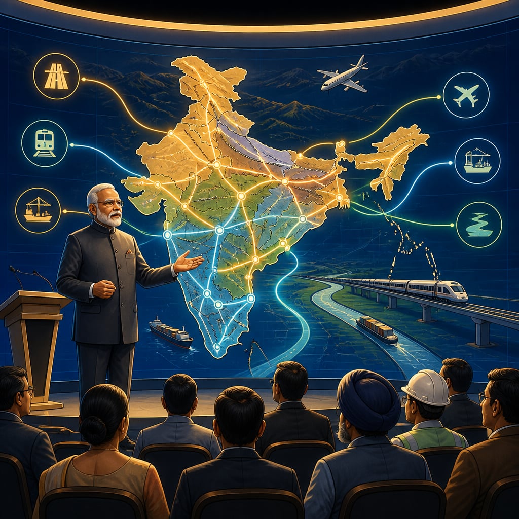 Senior Indian leader unveiling Gati Shakti map