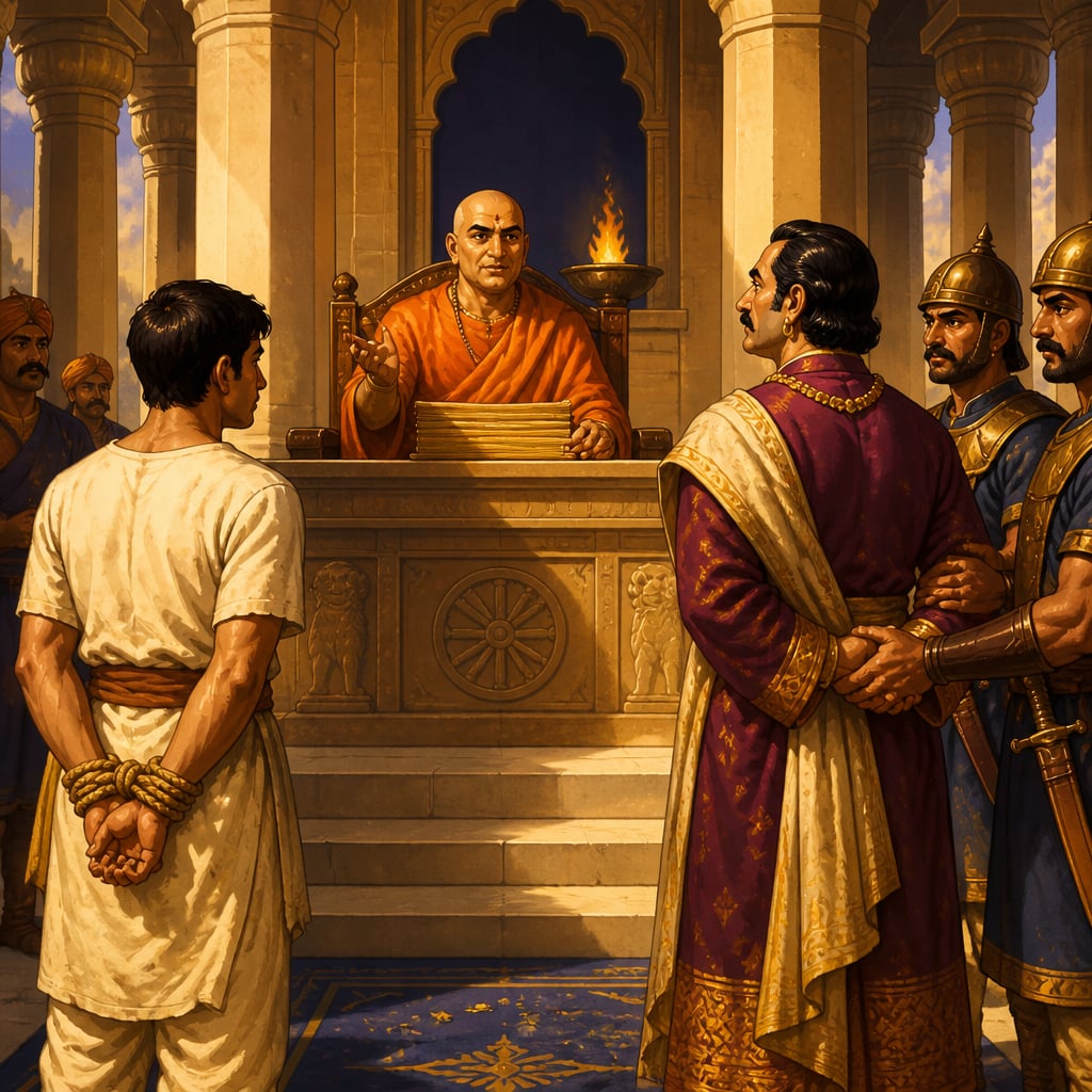 A clerk and a minister receiving different sentences in a Mauryan court