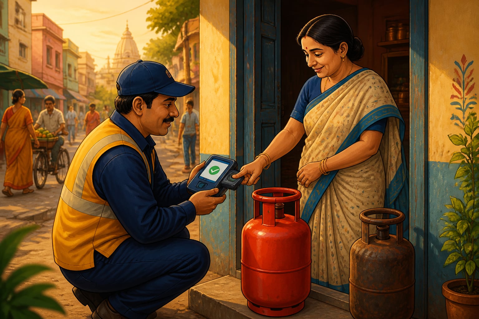 LPG delivery confirmed at a Patna doorstep by biometric thumb scan