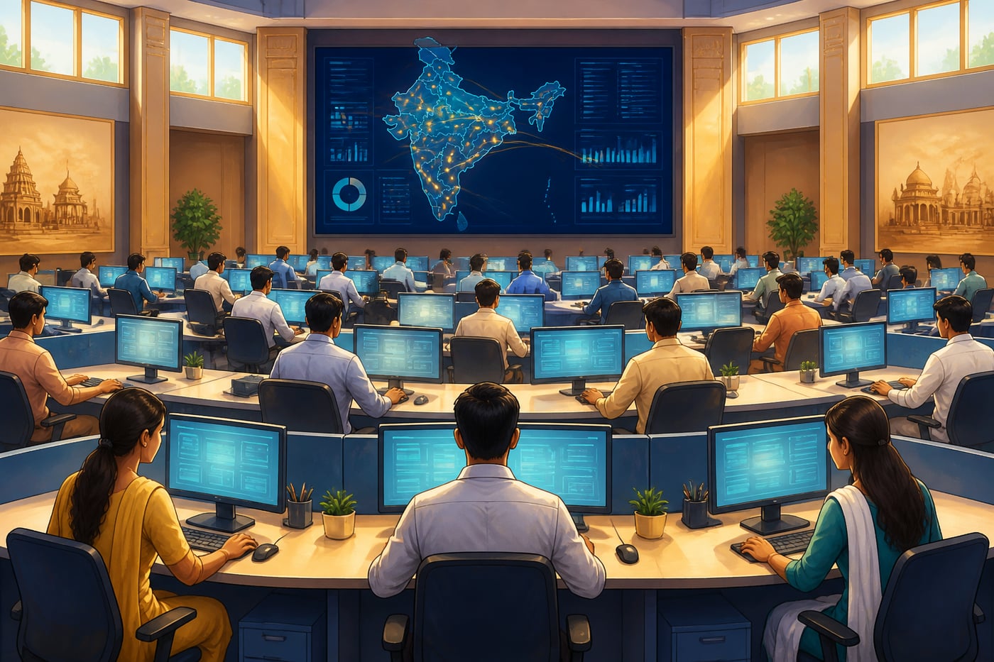 Anonymised officers at the National e-Assessment Centre operations floor
