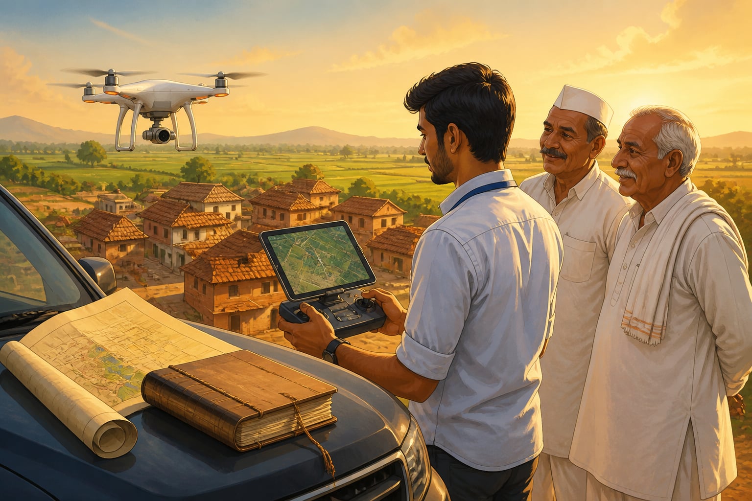 PM-SVAMITVA drone mapping a Maharashtra village