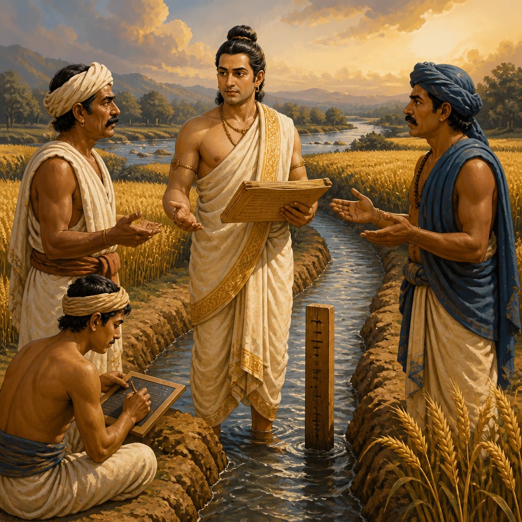 Chandrakirti arbitrating a water dispute between villages