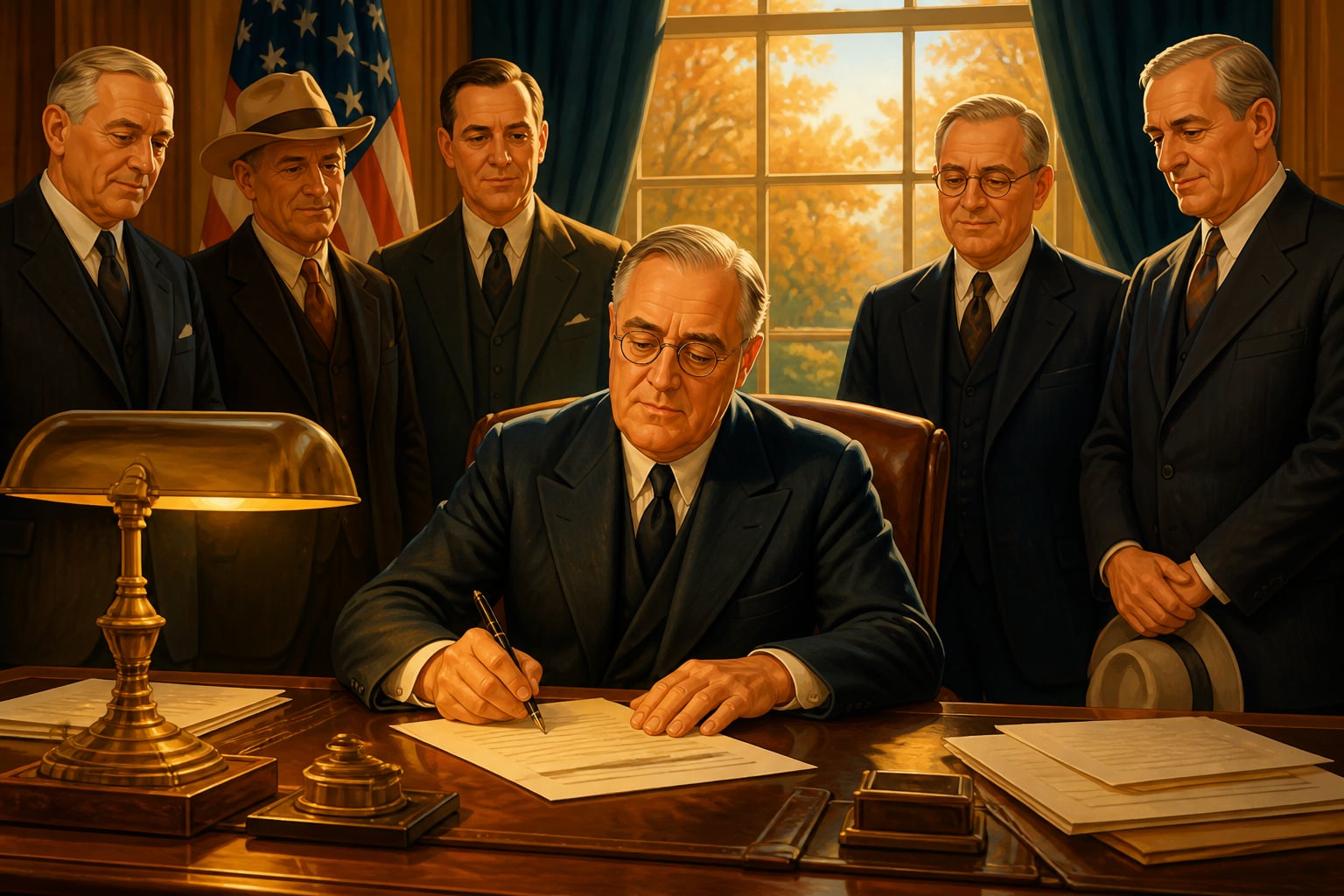 President Roosevelt signing the Agricultural Adjustment Act