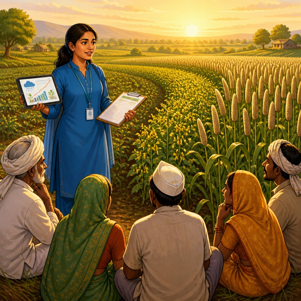 Indian extension officer teaching diversified farming in 2026