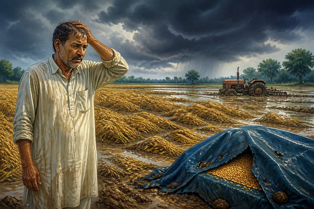 Unseasonal rain flattening a Madhya Pradesh wheat crop