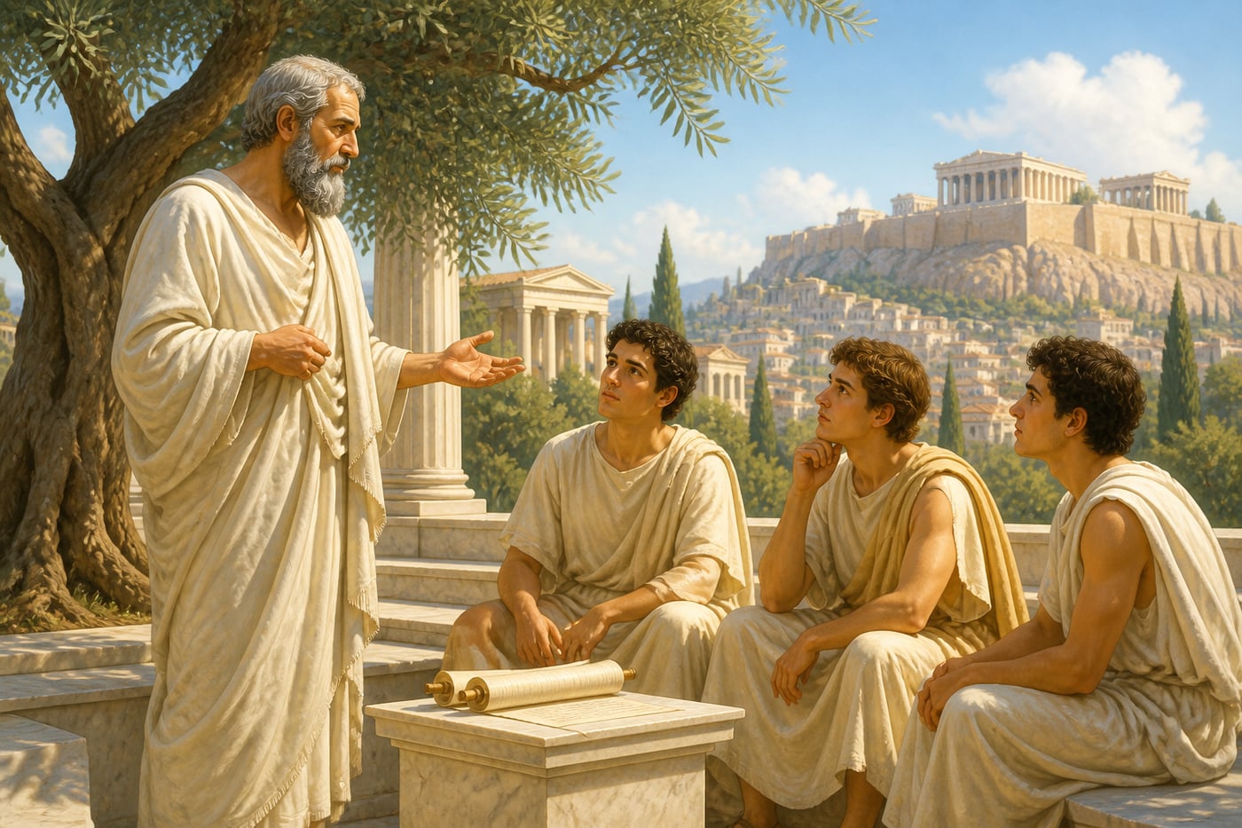 Plato teaching at the Academy in Athens