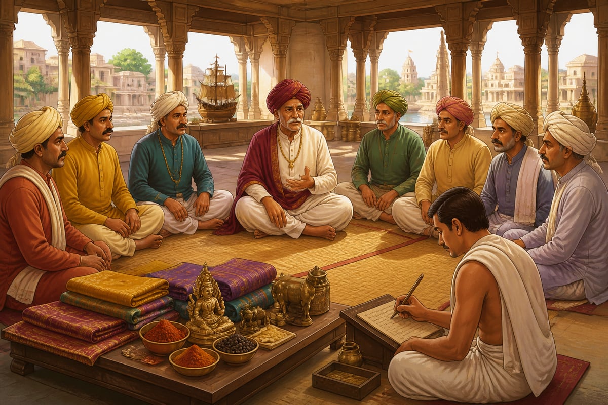 A merchant guild assembly in the shreni hall