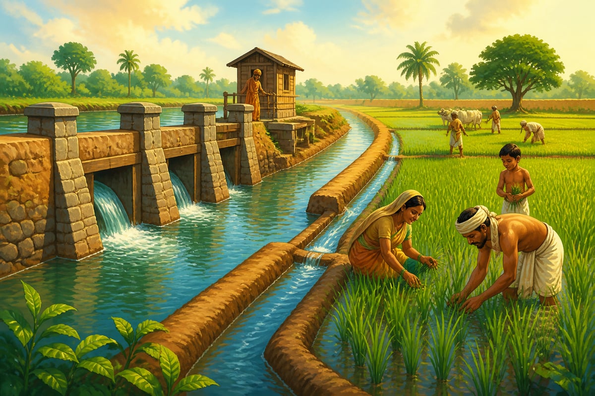 Private Mauryan farms watered by a state-built irrigation canal