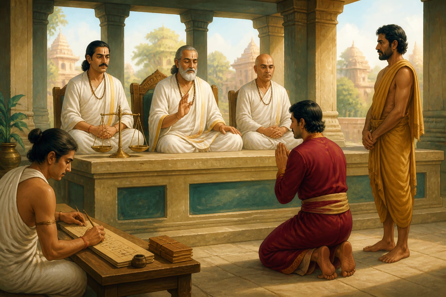 Devadatta's contract case resolved before the dharmasthiya judges