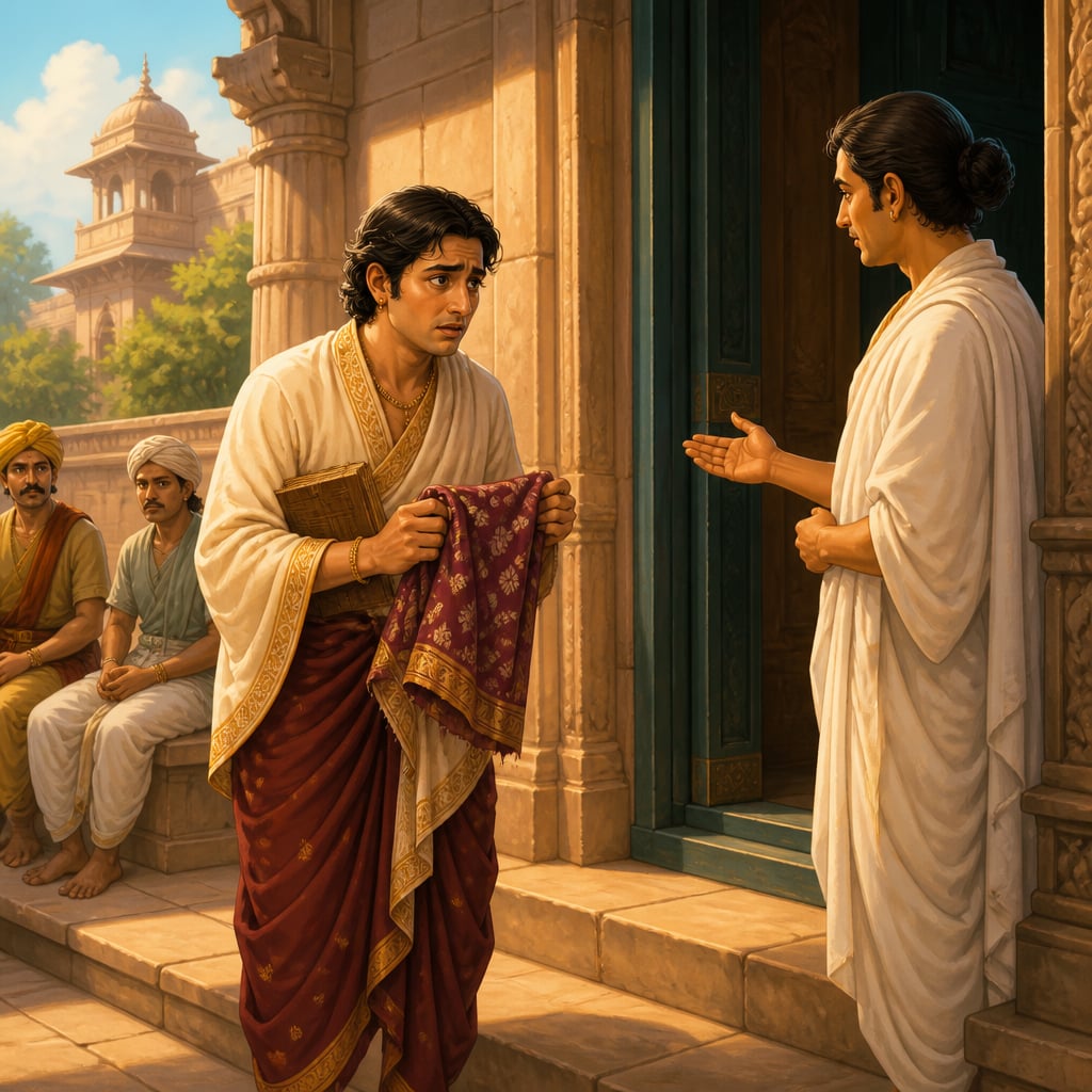 Devadatta the silk merchant arriving at the Pataliputra court