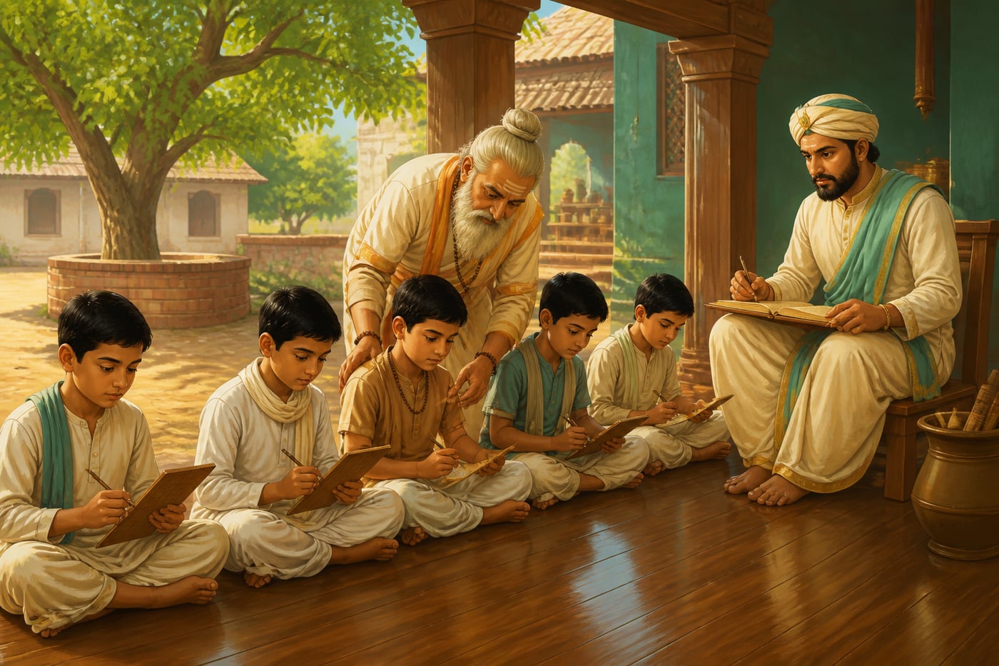 Orphan boys learning at state-supported pathshala
